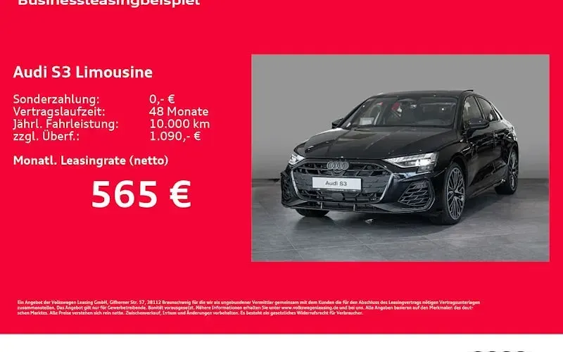 Neu Audi S3 Ambiente 333 PS (244 kW) 2026 Schwarz Limousine