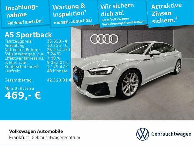 Weiß Gebraucht 2022 Audi A5 Sportback S-Line Limousine | 35.850 € (Superpreis) - Bild 1/4
