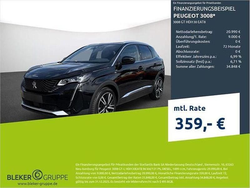 Lackierung schwarz perla nera/metallic klarlack Gebraucht 2023 Peugeot 3008 GT SUV | 28.380 € (Fairer Preis) - Bild 1/3