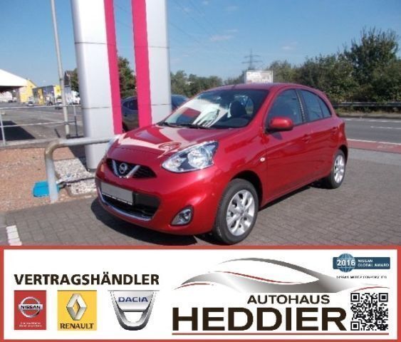 Rot metallic Gebraucht 2016 Nissan Micra Acenta Kleinwagen | 11.290 € (Teuer) - Bild 1/4