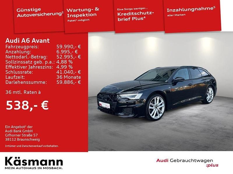 Mythosschwarz metallic Gebraucht 2024 Audi A6 S-Line Kombi | 59.990 € - Bild 1/4