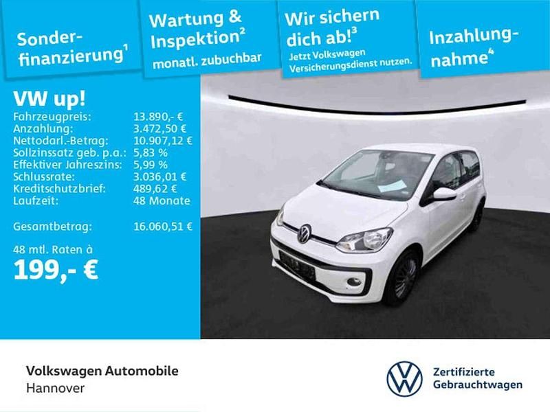 Weiß Gebraucht 2022 VW up! move up! Kleinwagen | 13.890 € (Fairer Preis) - Bild 1/3