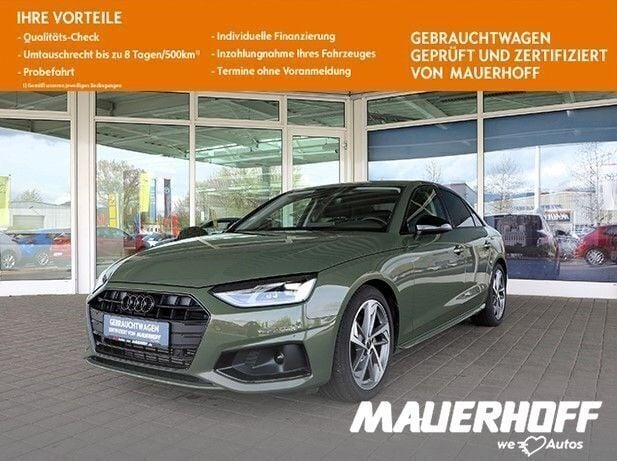 Distriktgrün metallic Gebraucht 2022 Audi A4 Advanced Limousine | 33.490 € - Bild 1/4