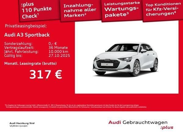 Weiß (2y gletscherweiß metallic) Gebraucht 2025 Audi A3 Sportback Advanced Kleinwagen | 33.771 € (Superpreis) - Bild 1/3
