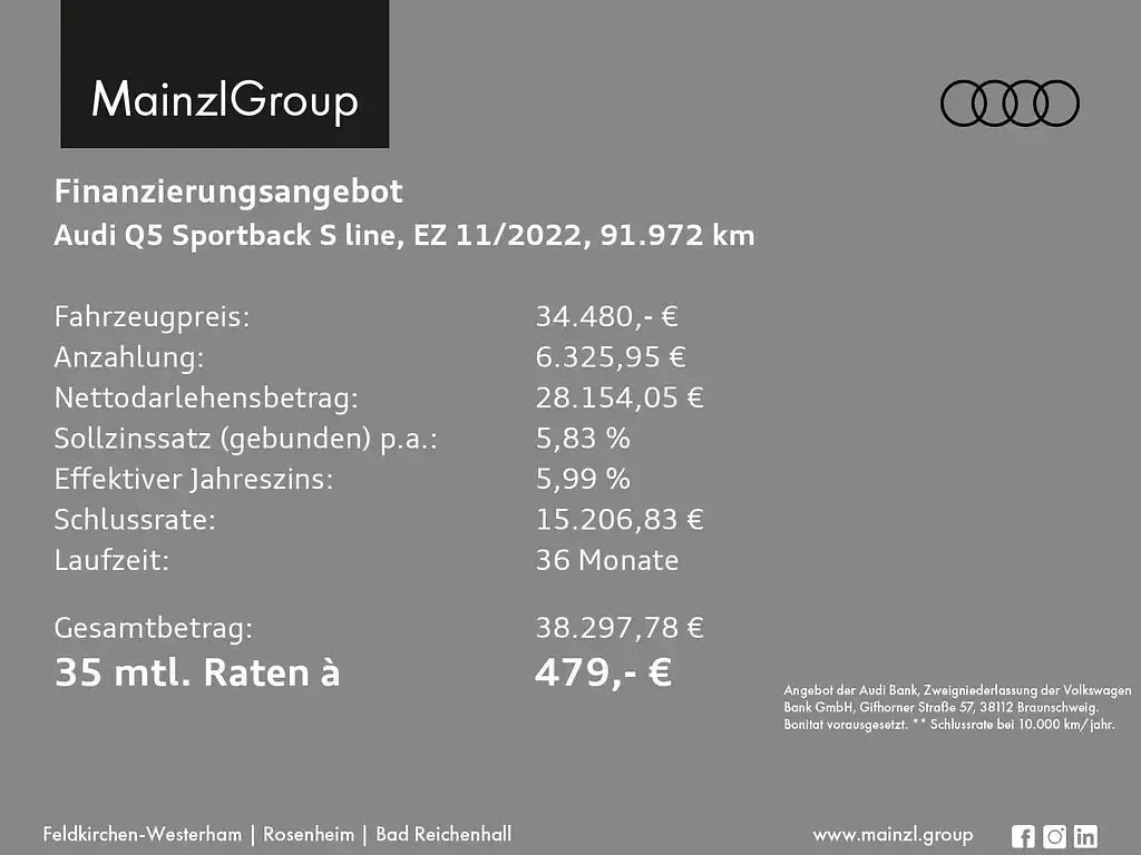 Gebraucht Audi Q5 Sportback Ambiente 367 PS (269 kW) 2022 Ibisweiß SUV