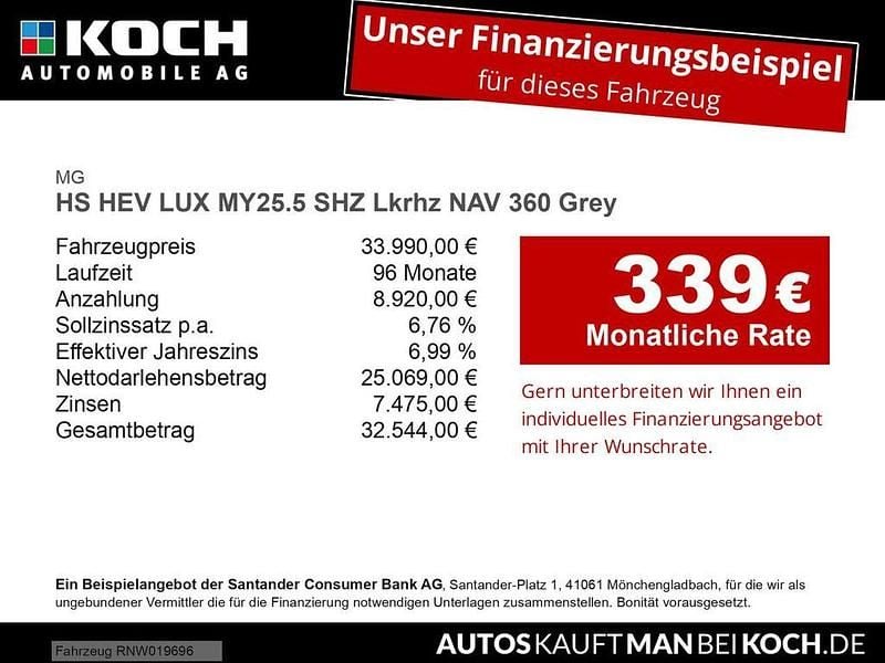 Neu MG HS 224 PS (164 kW) 2026 Grau SUV