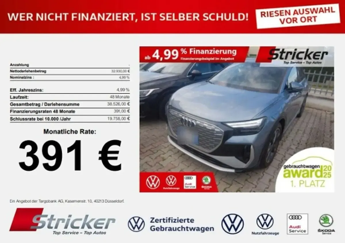 Gebraucht Audi Q4 e-tron Comfort 219 kW (299 PS) 2022 Geysirblau metallic (metallic) SUV