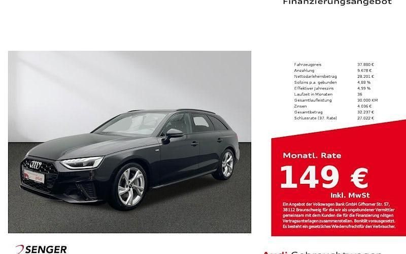 Mythosschwarz metallic Gebraucht 2023 Audi A4 S-Line Kombi | 37.880 € (Superpreis) - Bild 1/4