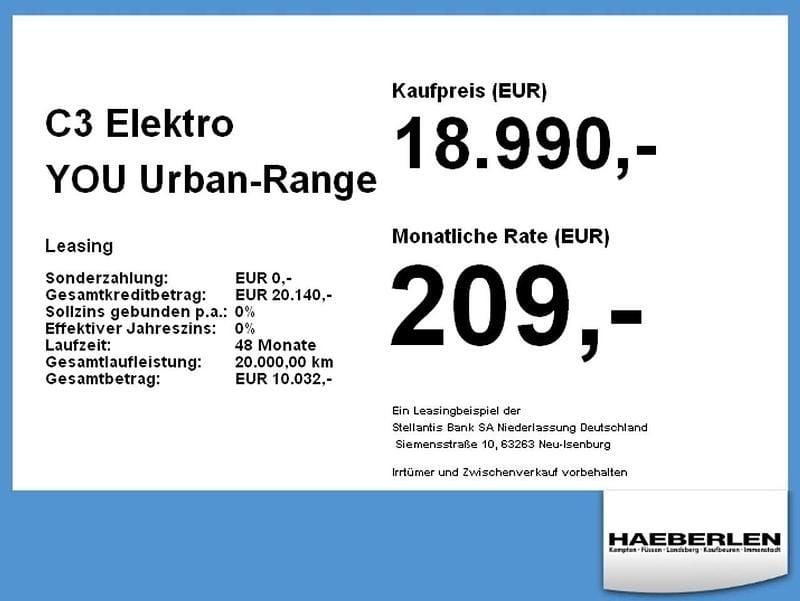 Neu Citroën e-C3 83 kW (113 PS) 2026 Montecarloblau Kleinwagen