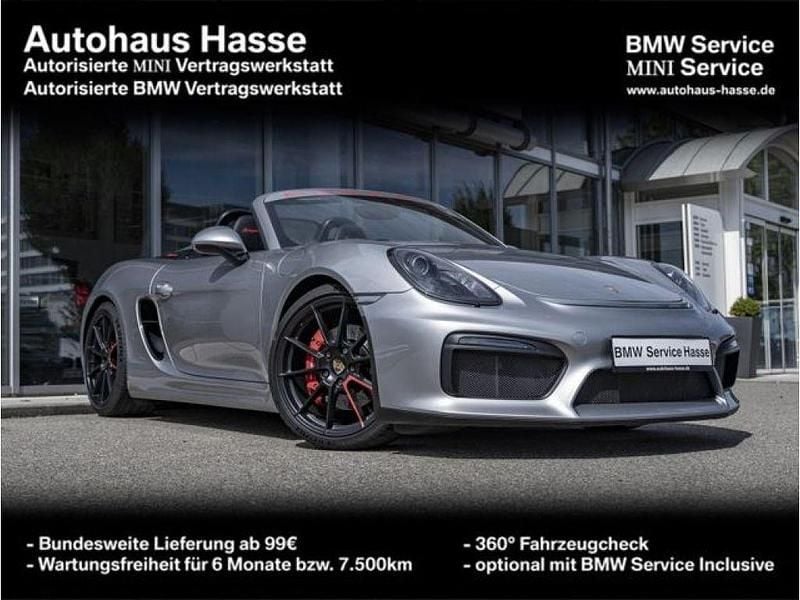 Gtsilber metallic (metallic) Gebraucht 2016 Porsche Boxster Spyder Chrono Cabrio | 91.490 € (Fairer Preis) - Bild 1/4