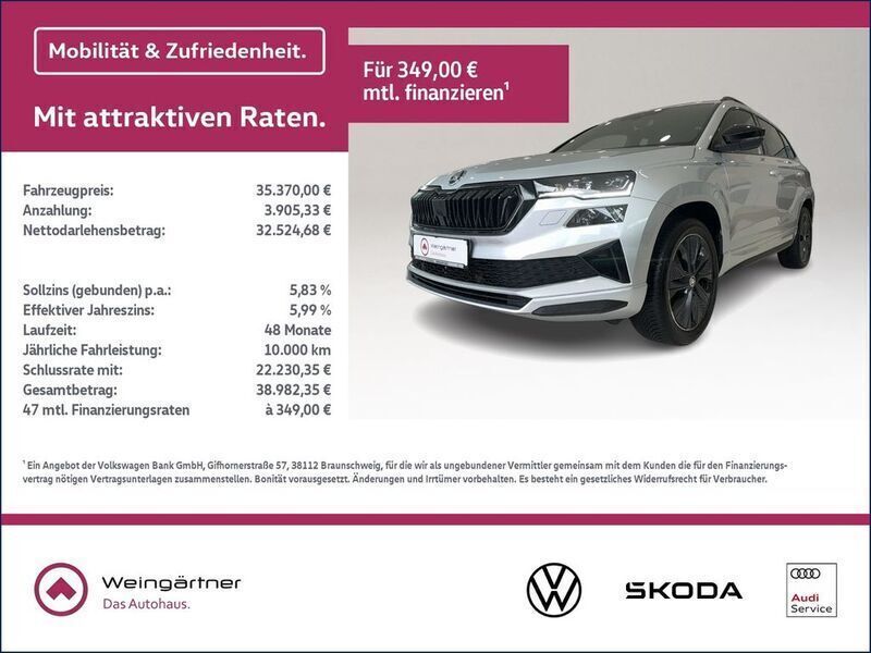 Silber Gebraucht 2023 Skoda Karoq SportLine SUV | 35.370 € (Fairer Preis) - Bild 1/4