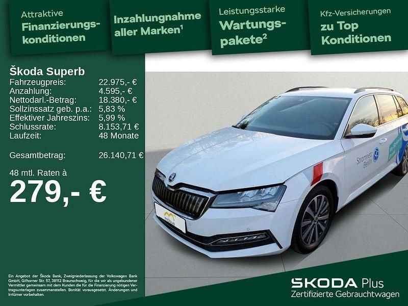 Weiß Gebraucht 2021 Skoda Superb Ambition Kombi | 22.975 € (Guter Preis) - Bild 1/4