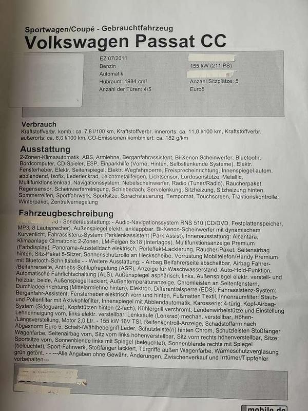 Gebraucht VW Passat 211 PS (155 kW) 2011 Coupé