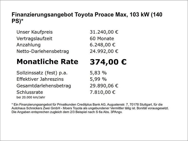 Gebraucht Toyota Proace 140 PS (102 kW) 2024 Weiß Van / Kleinbus