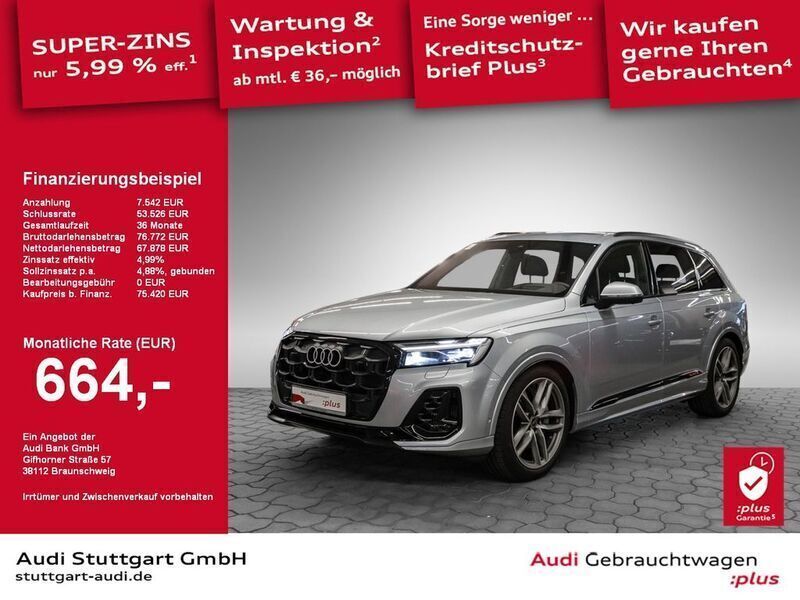 Satellitsilber metallic Gebraucht 2024 Audi Q7 S-Line SUV | 79.920 € - Bild 1/2