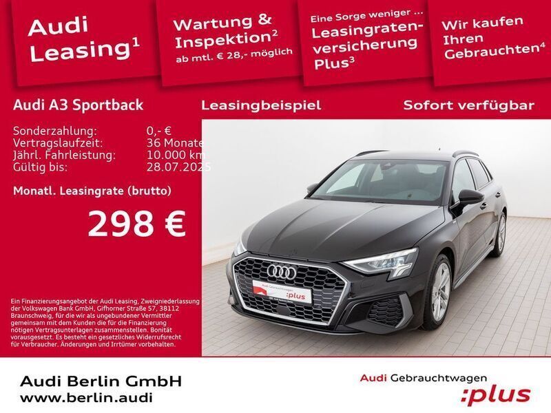 Mythosschwarz metallic Gebraucht 2024 Audi A3 S-Line Limousine | 32.250 € (Fairer Preis) - Bild 1/3