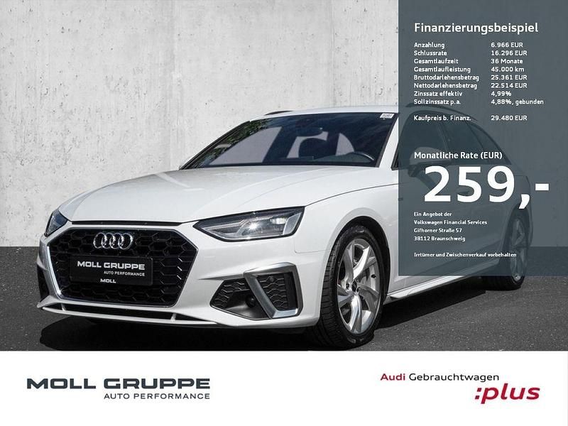 Gletscherweiss metallic Gebraucht 2021 Audi A4 S-Line Kombi | 29.480 € (Superpreis) - Bild 1/3