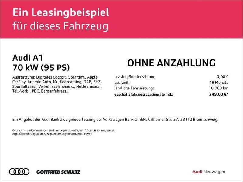 Neu Audi A1 Sportback Basis 95 PS (69 kW) 2026 Weiss Kleinwagen