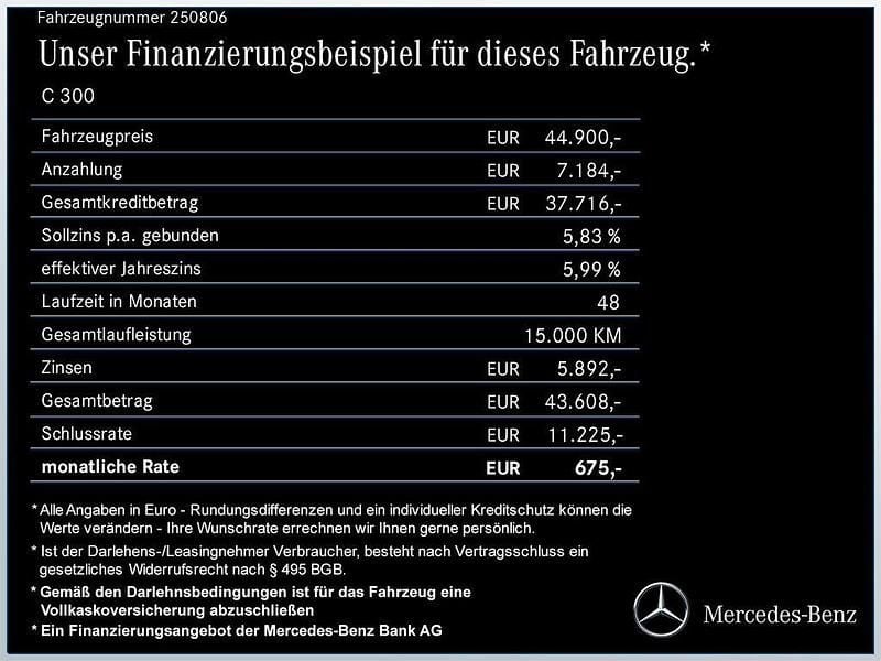 Schwarz Gebraucht 2025 Mercedes C300 AMG Limousine | 43.900 € (Fairer Preis) - Bild 1/1