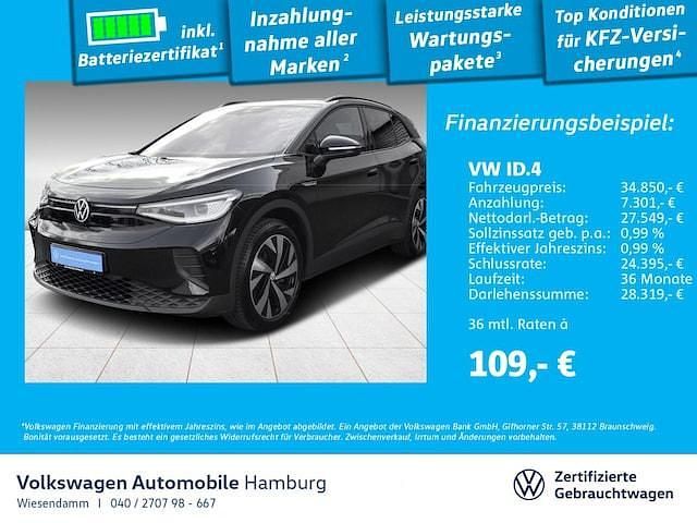 Grenadillschwarz metallic Gebraucht 2023 VW ID.4 Pro Performance SUV | 36.555 € (Etwas zu teuer) - Bild 1/3