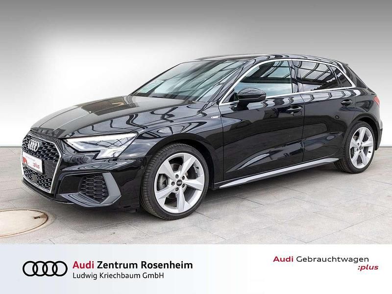 Schwarz Gebraucht 2022 Audi A3 Sportback S-Line Kleinwagen | 26.880 € (Etwas zu teuer) - Bild 1/4