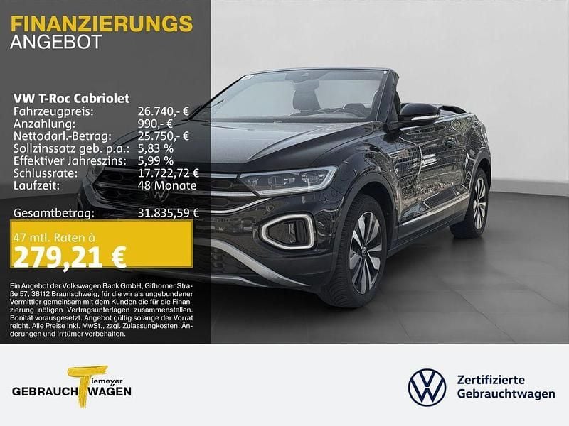 Deep black perleffekt Gebraucht 2024 VW T-Roc Cabriolet Move Cabrio | 26.740 € (Superpreis) - Bild 1/4