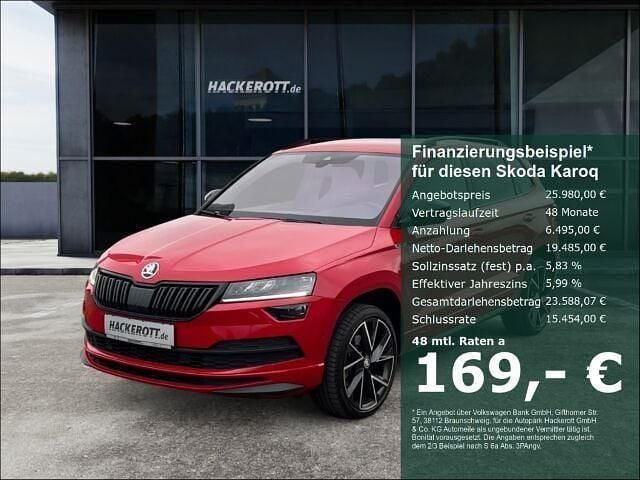 Rot Gebraucht 2022 Skoda Karoq SportLine SUV | 25.980 € (Fairer Preis) - Bild 1/4