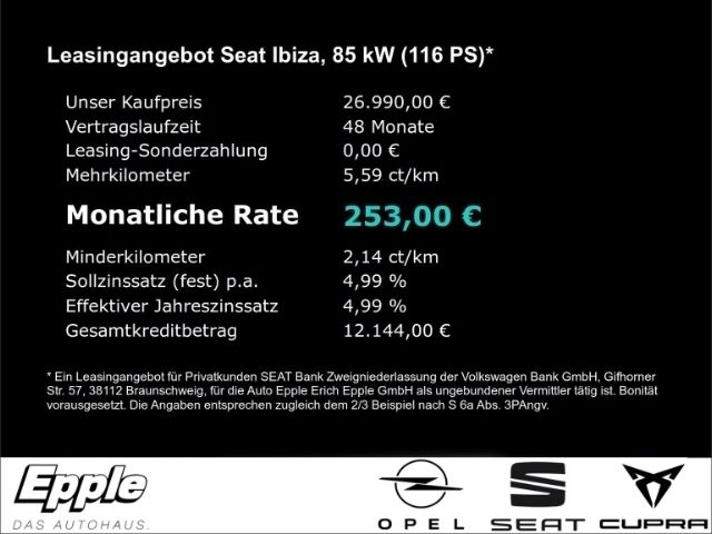 Schwarz Gebraucht 2022 Seat Ibiza Style Kleinwagen | 26.990 € - Bild 1/1