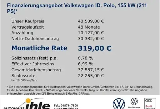 Neu VW ID. Polo Edition 155 kW (211 PS) 2026 Blau Kleinwagen