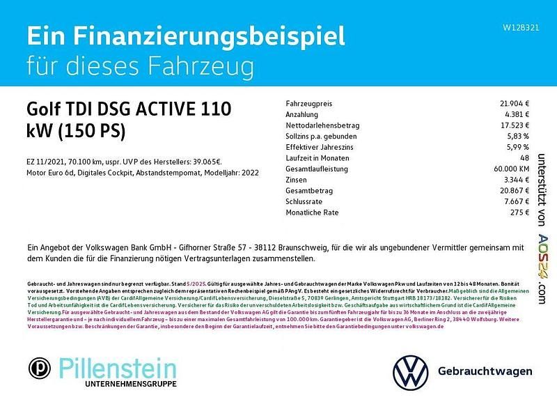 Gebraucht VW Golf VII Active 150 PS (110 kW) 2021 Weiß Kleinwagen