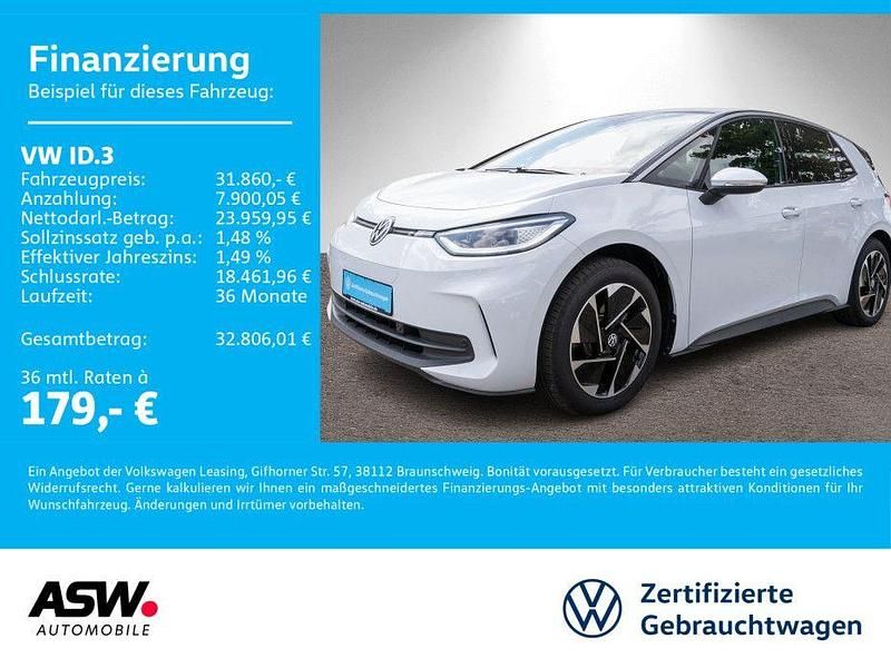 Gletscherweiß metallic (metallic) Gebraucht 2024 VW ID.3 Pro Performance Kleinwagen | 29.990 € (Superpreis) - Bild 1/4