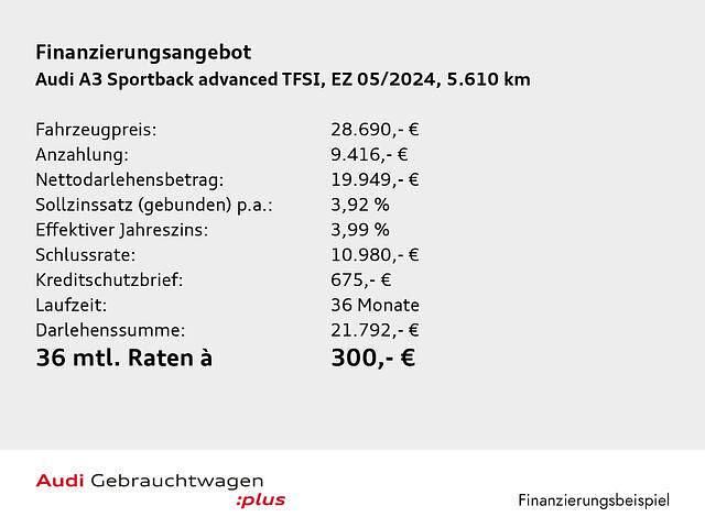 Gebraucht Audi A3 Advanced 150 PS (110 kW) 2024 Schwarz Limousine