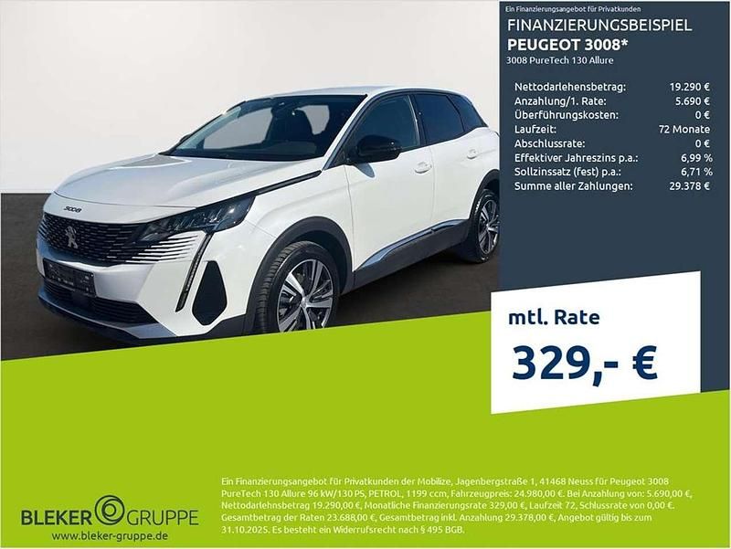 Perlmutt weiß Gebraucht 2023 Peugeot 3008 Allure SUV | 21.980 € (Superpreis) - Bild 1/3