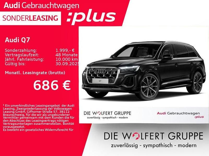 Mythosschwarz metallic Gebraucht 2024 Audi Q7 S-Line SUV | 75.880 € (Superpreis) - Bild 1/4