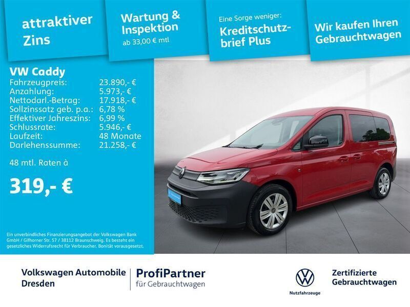 Kirschrot Gebraucht 2021 VW Caddy Basis Van / Kleinbus | 23.890 € (Fairer Preis) - Bild 1/4