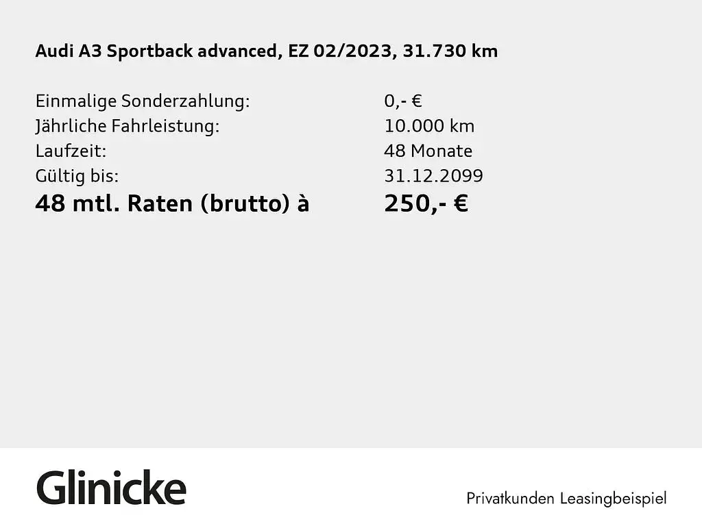 Usata Audi A3 Advanced 110 CV (80 kW) 2023 Argento Berlina