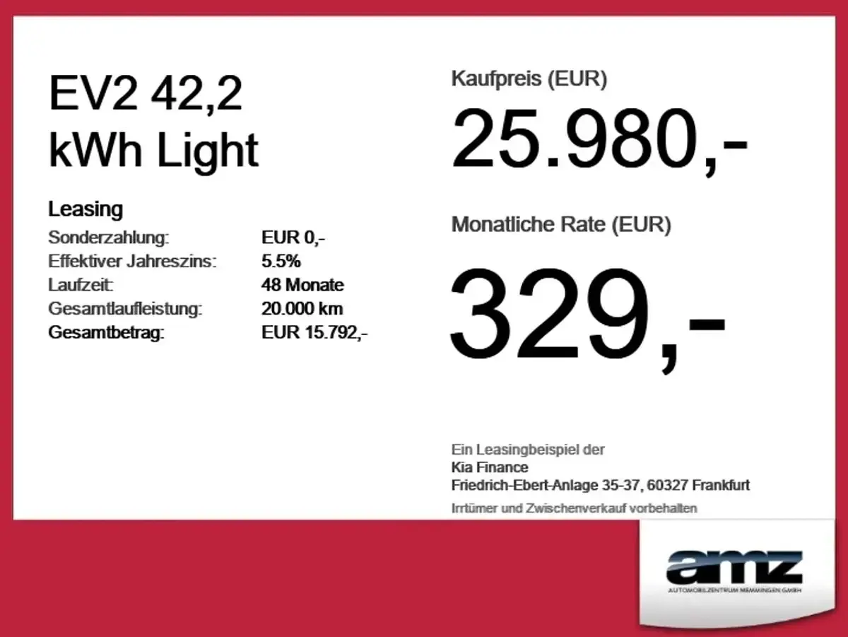 Neu Kia EV2 Light 108 kW (147 PS) 2026 Magmarot metallic // rot SUV