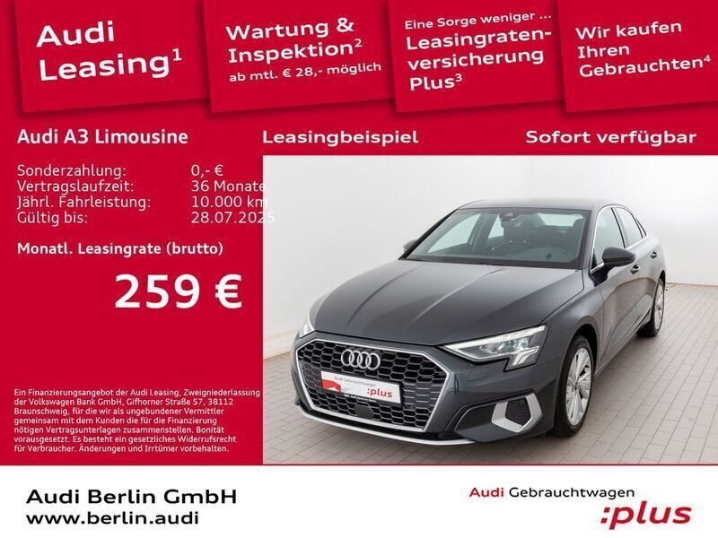 Manhattangrau metallic Gebraucht 2024 Audi A3 Advanced Plus Limousine | 30.650 € (Fairer Preis) - Bild 1/3