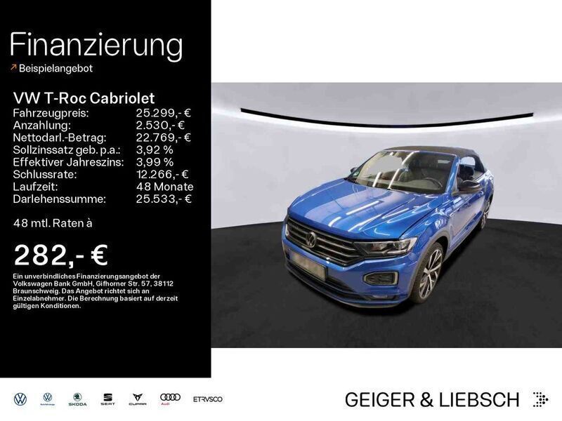 Blau Gebraucht 2021 VW T-Roc Cabriolet Style Cabrio | 25.299 € (Fairer Preis) - Bild 1/4