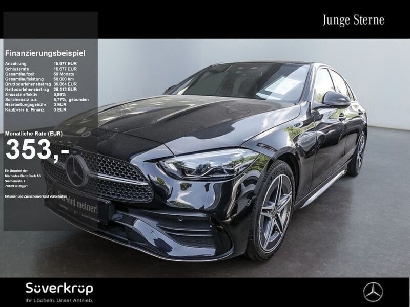 Schwarz unilack schwarz Gebraucht 2023 Mercedes C300e AMG Limousine | 42.700 € (Guter Preis) - Bild 1/2