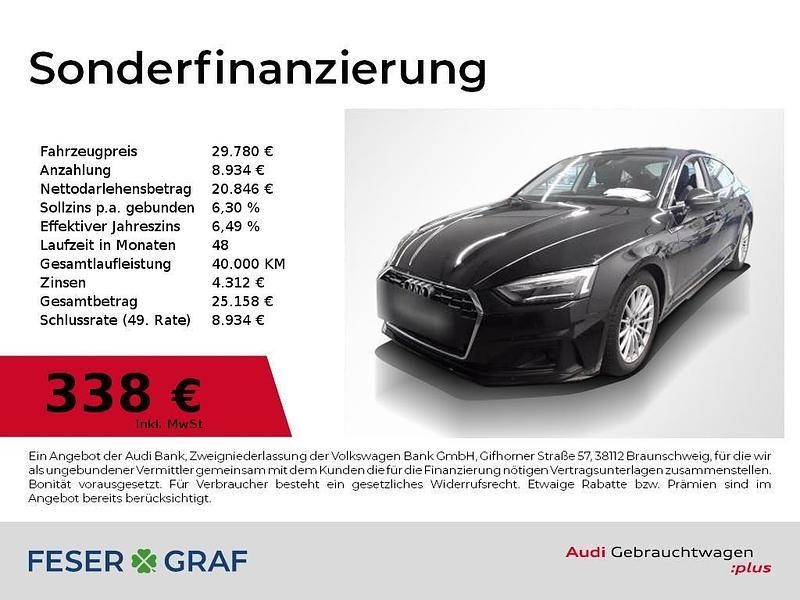Brillantschwarz Gebraucht 2022 Audi A5 Sportback Ambiente Kleinwagen | 29.780 € (Fairer Preis) - Bild 1/4