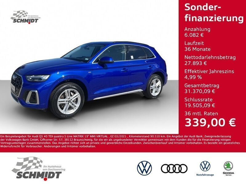 Blau Gebraucht 2021 Audi Q5 S-Line SUV | 33.975 € (Guter Preis) - Bild 1/4