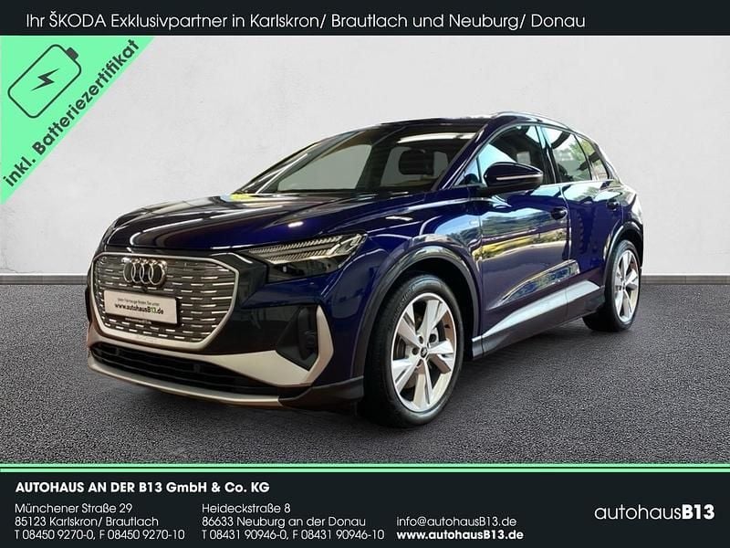Navarrablau metallic Gebraucht 2023 Audi Q4 e-tron Comfort SUV | 34.750 € (Fairer Preis) - Bild 1/4