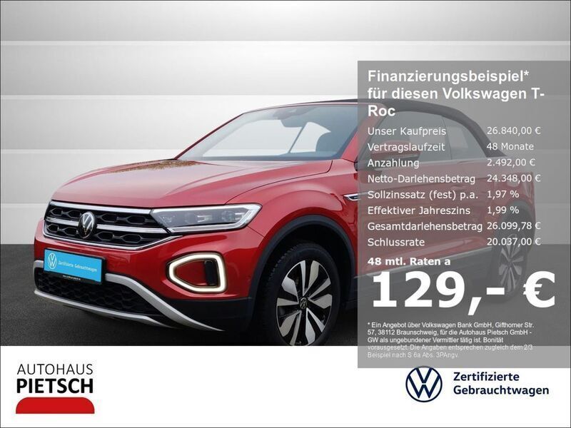 Kings red metallic Gebraucht 2024 VW T-Roc Cabriolet Move Cabrio | 26.840 € (Superpreis) - Bild 1/3