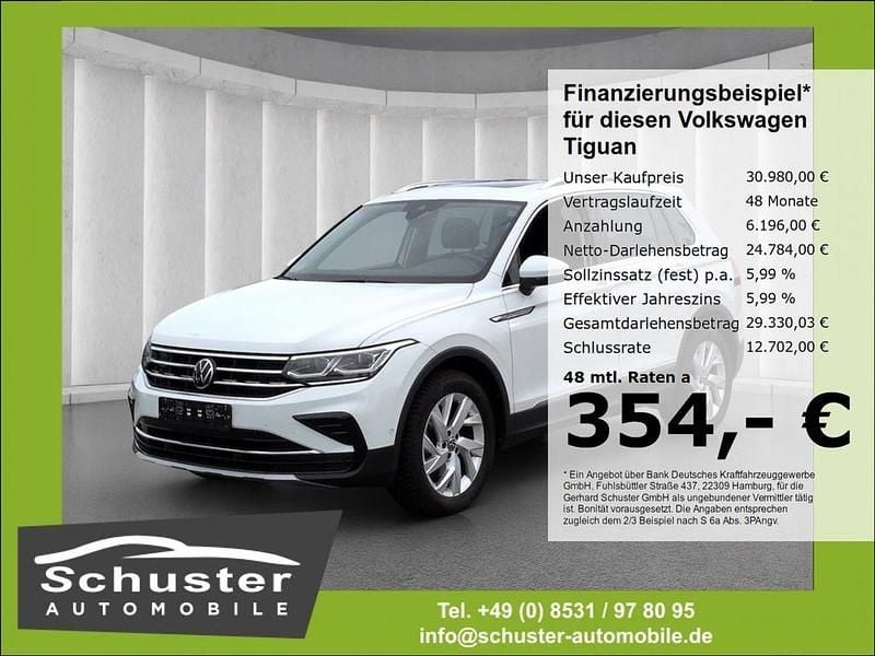 Weiss Gebraucht 2022 VW Tiguan Elegance SUV | 30.980 € (Superpreis) - Bild 1/4
