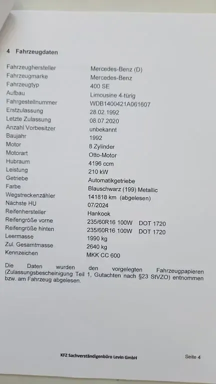 Gebraucht Mercedes 400 SE 286 PS (210 kW) 1992 Schwarz Limousine