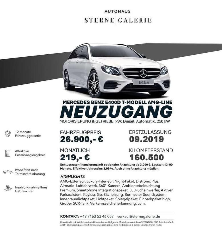 Gebraucht Mercedes E400 AMG line 340 PS (250 kW) 2019 Weiß Limousine
