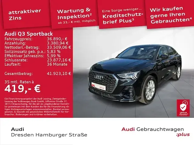 Gebraucht Audi Q3 Sportback Ambiente 150 PS (110 kW) 2025 Schwarz SUV