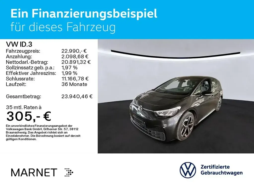 Brugt VW ID.3 Pro 150 kW (204 HK) 2022 Grå Hatchback