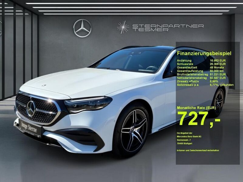 Manufaktur opalithweiß bright Gebraucht 2024 Mercedes E300 AMG Kombi | 68.200 € (Teuer) - Bild 1/3